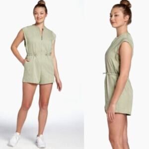 Calia By Carrie Underwood Sage Green Zip Front Soft Utility Romper - S
